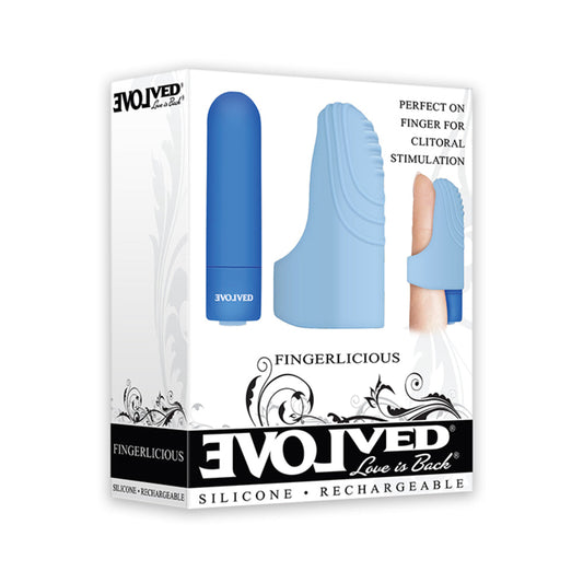 Evolved Fingerlicious Rechargeable Silicone Finger Vibrator Blue - product photo