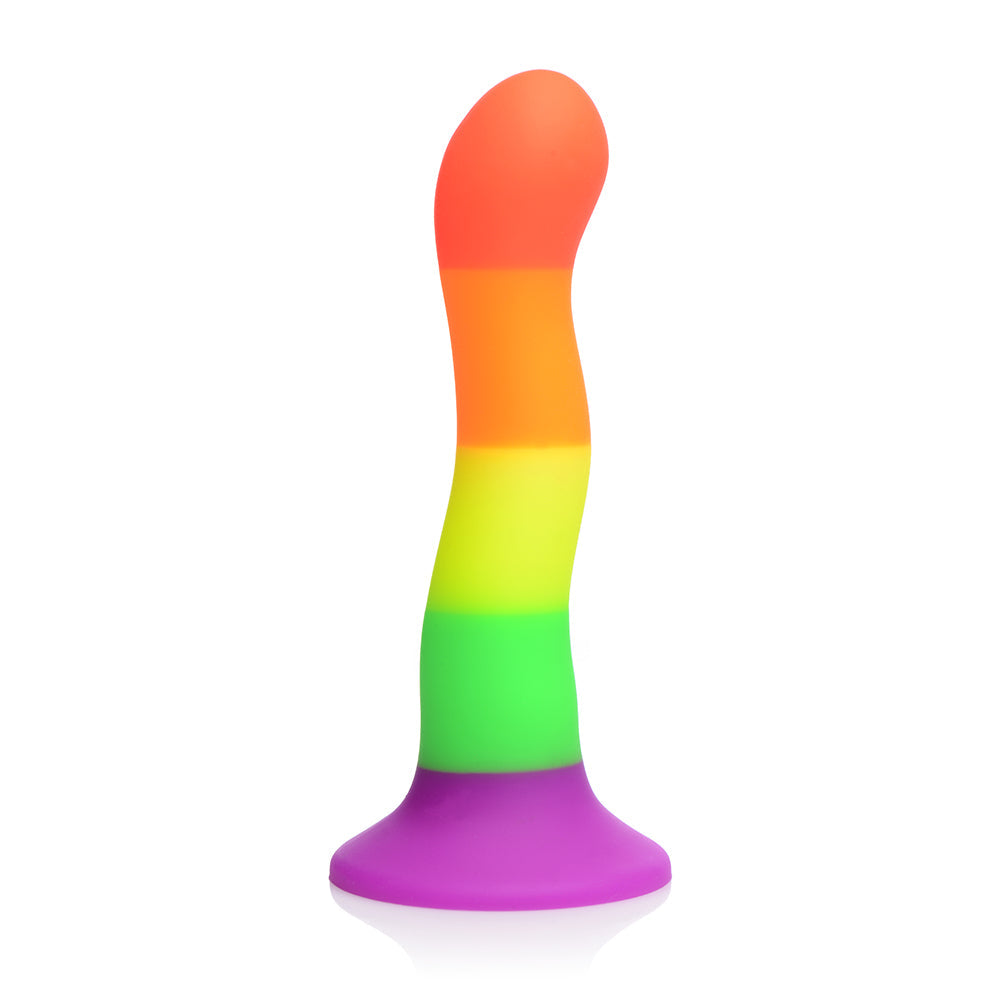 Strap U Proud Rainbow Silicone Dildo with Harness