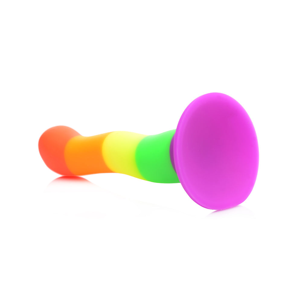 Strap U Proud Rainbow Silicone Dildo with Harness