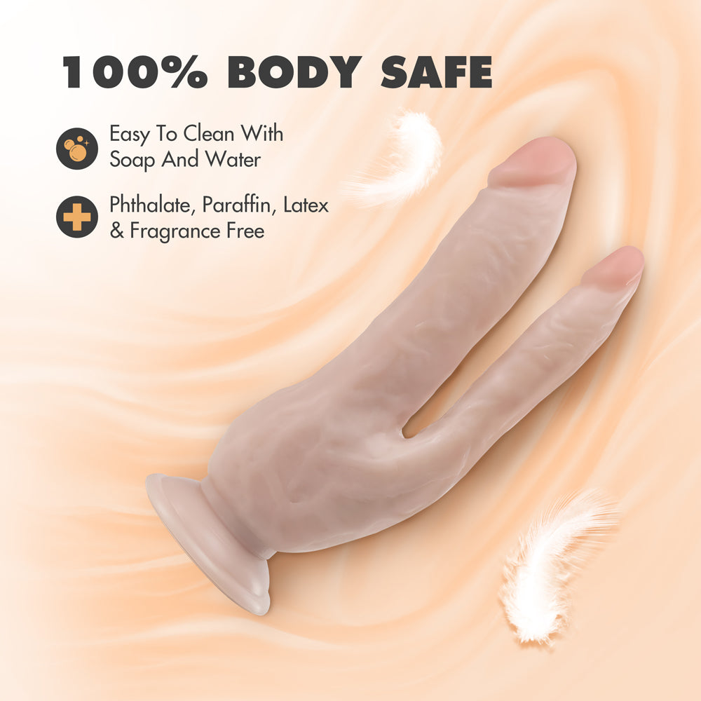 Dr. Skin DP Cock Realistic 8 in. Dual Entry Dildo Beige
