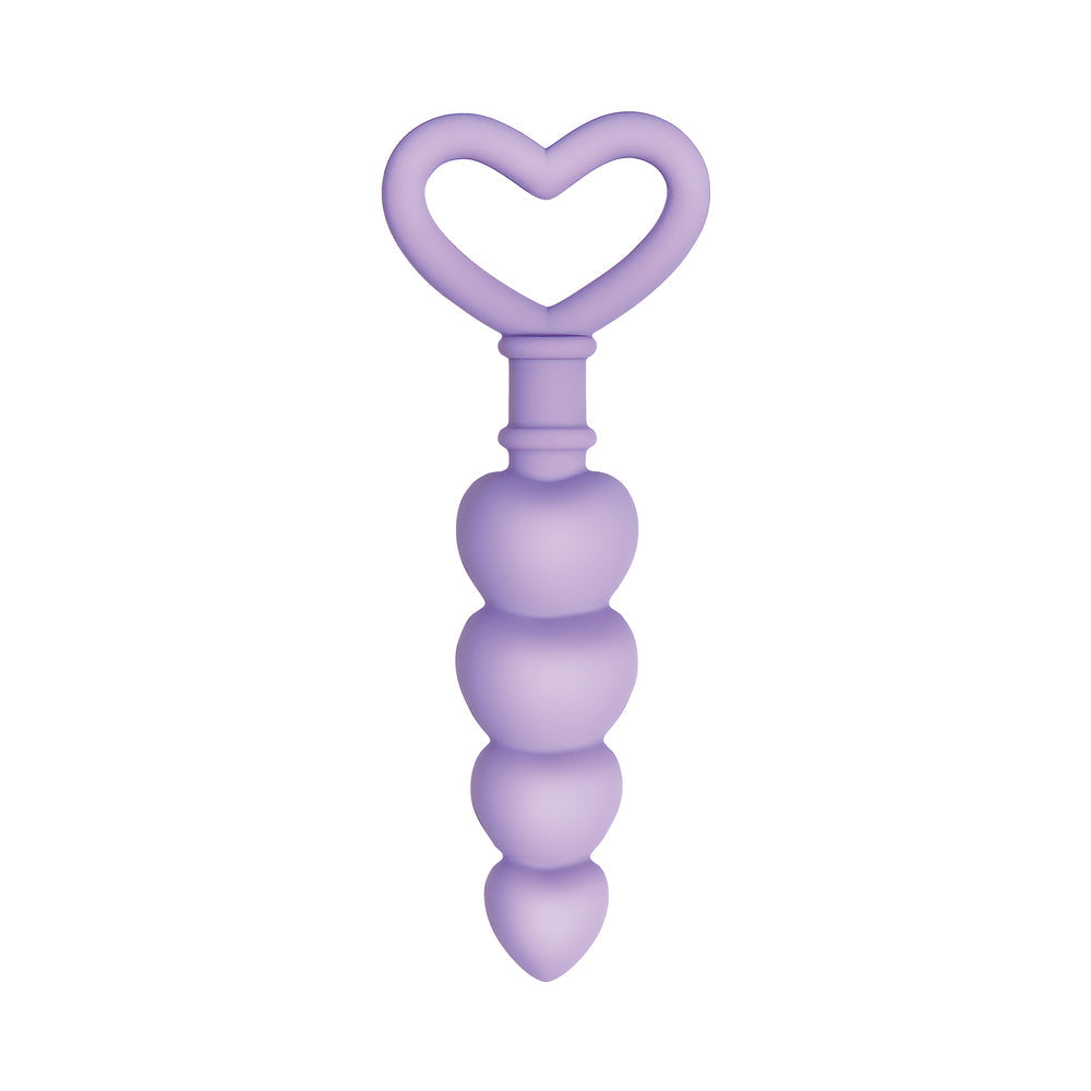 Evolved Sweet Treat Heart-Shaped Beaded Silicone Anal Plug Light Purple