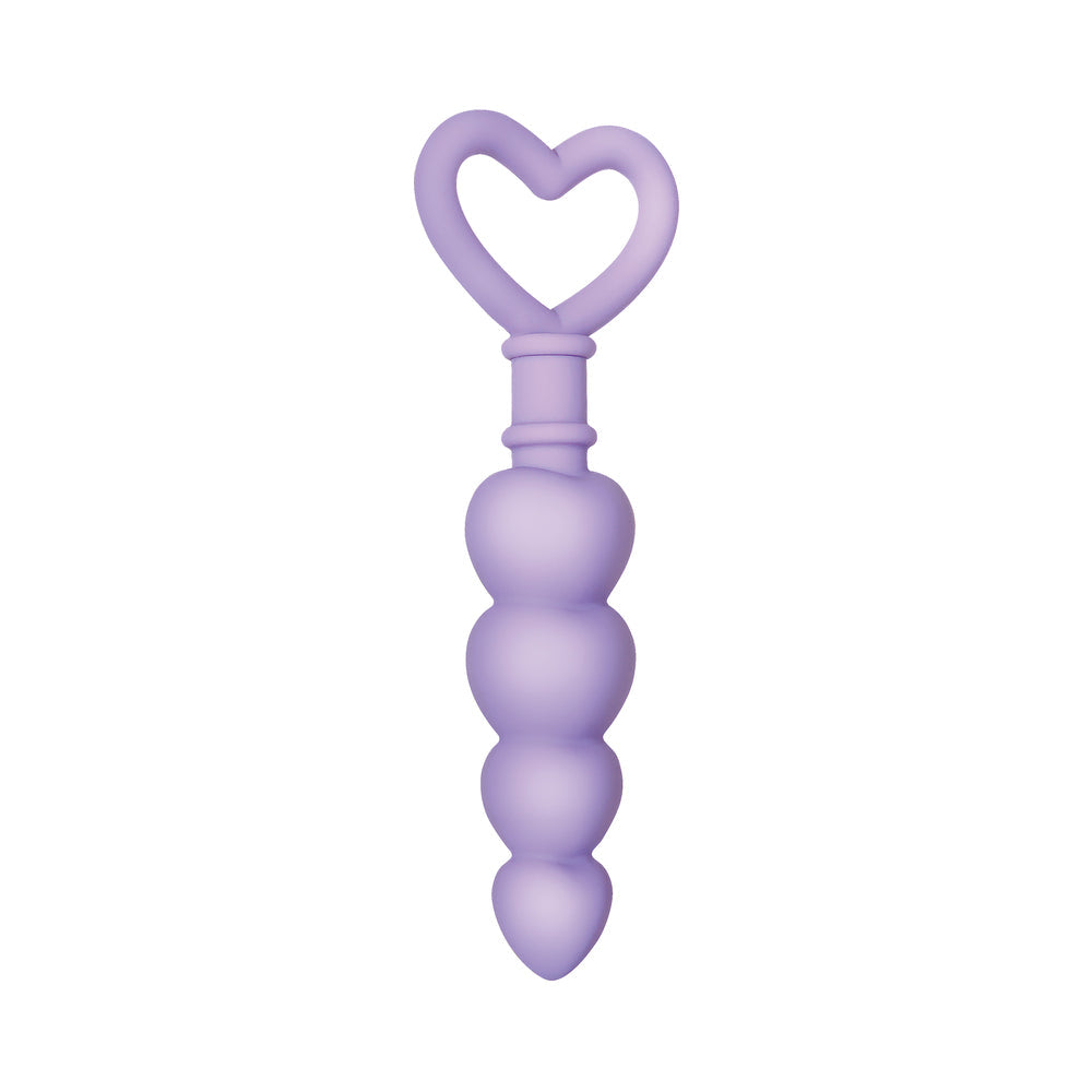 Evolved Sweet Treat Heart-Shaped Beaded Silicone Anal Plug Light Purple