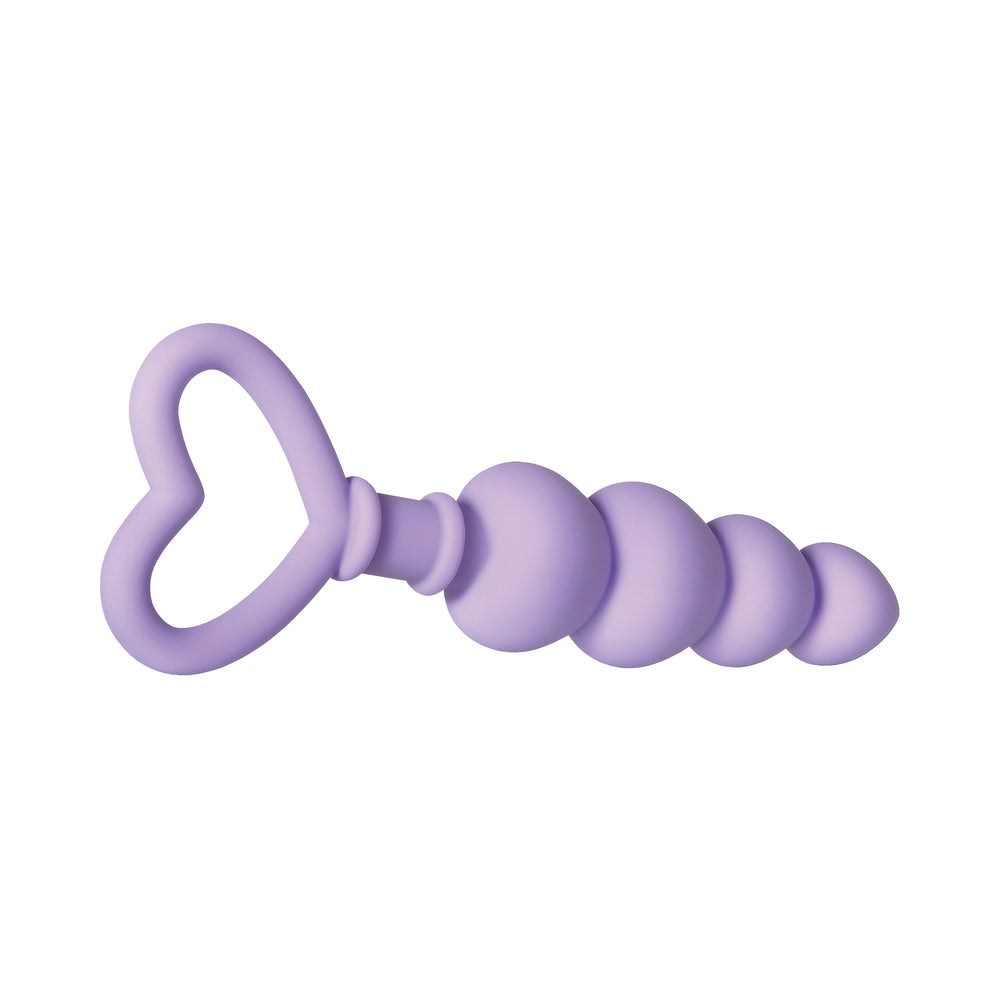 Evolved Sweet Treat Heart-Shaped Beaded Silicone Anal Plug Light Purple