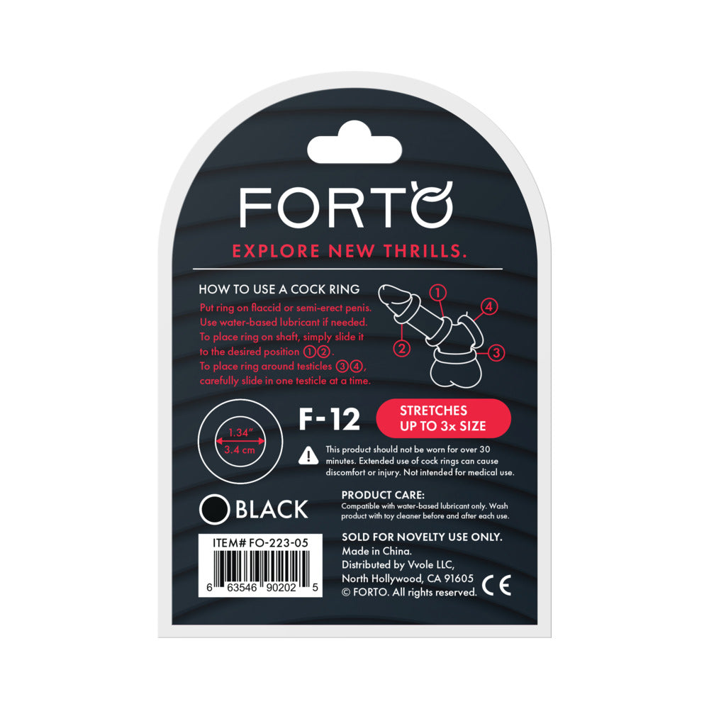 Forto F-12 Liquid Silicone Cockring 35mm Black