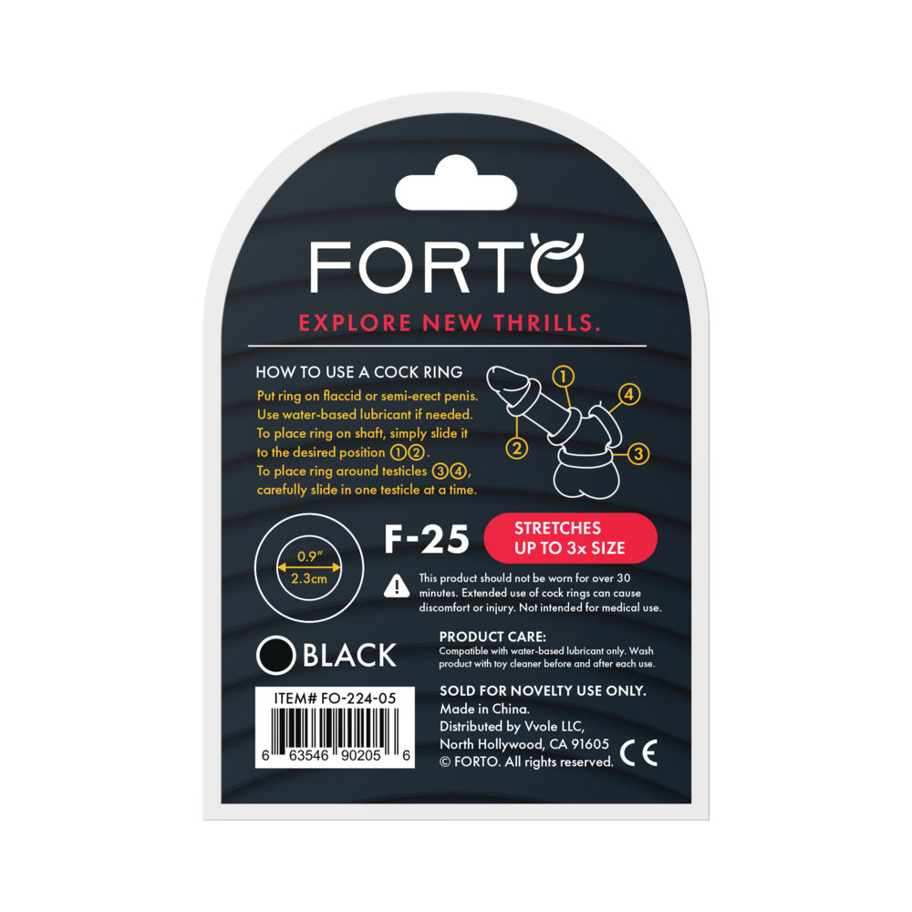 Forto F-25 Liquid Silicone Cockring 23mm Black