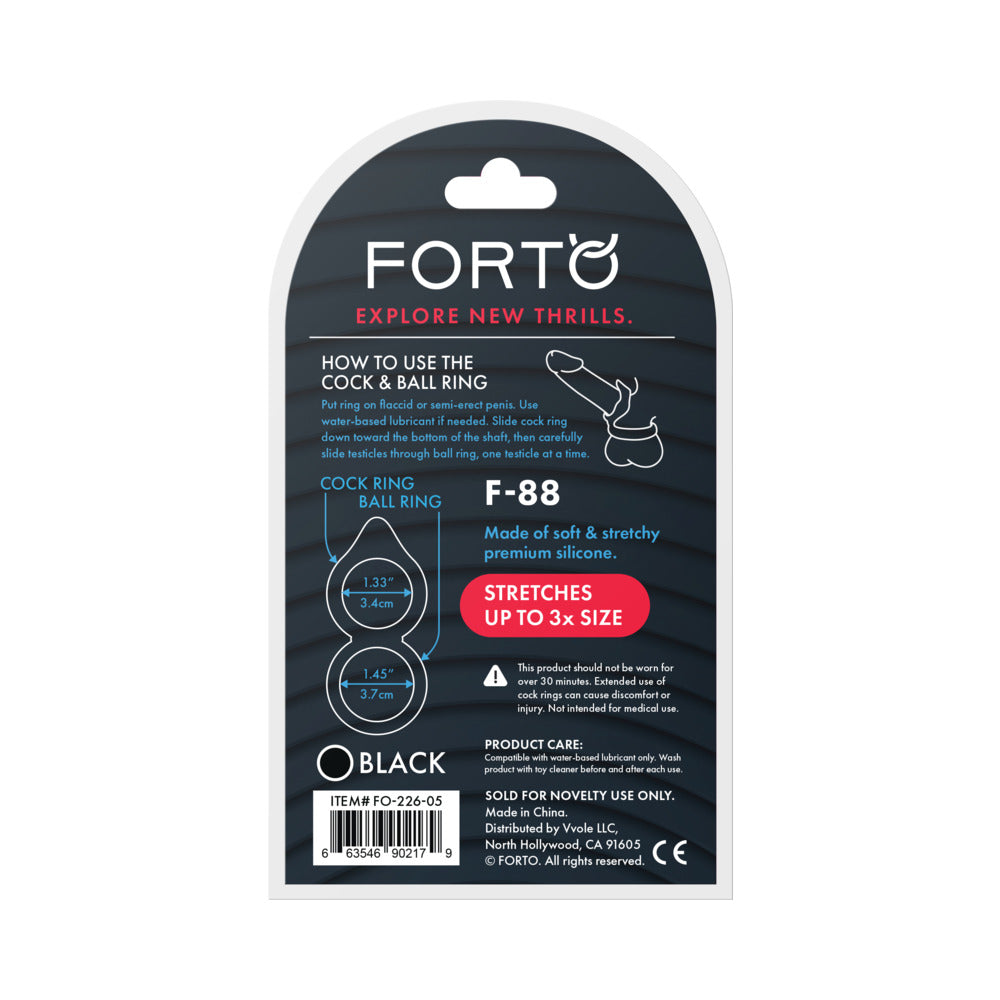 Forto F-88 Liquid Silicone Cock & Ball Ring Black