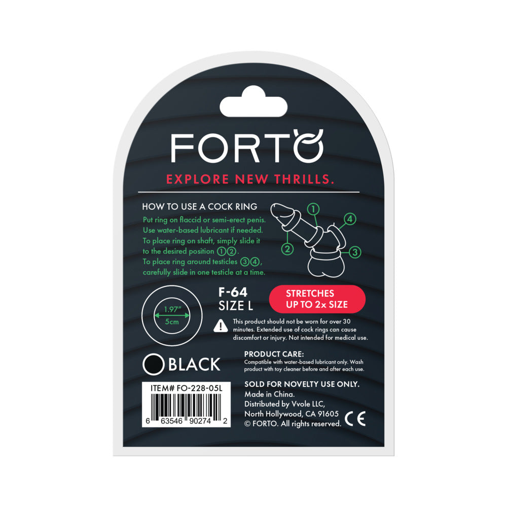 Forto F-64 Wide Liquid Silicone Cockring Large Black