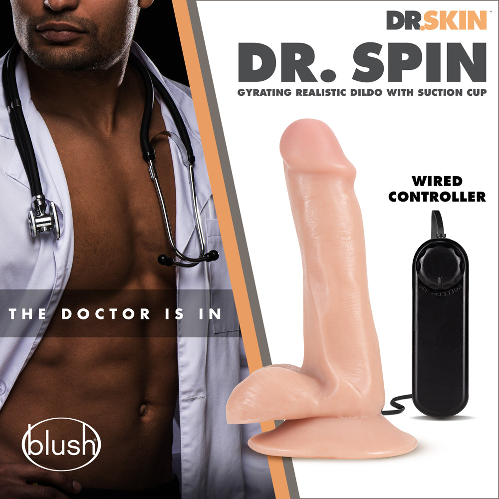 Dr. Skin Dr. Spin 6 in. Gyrating Realistic Dildo with Balls Beige