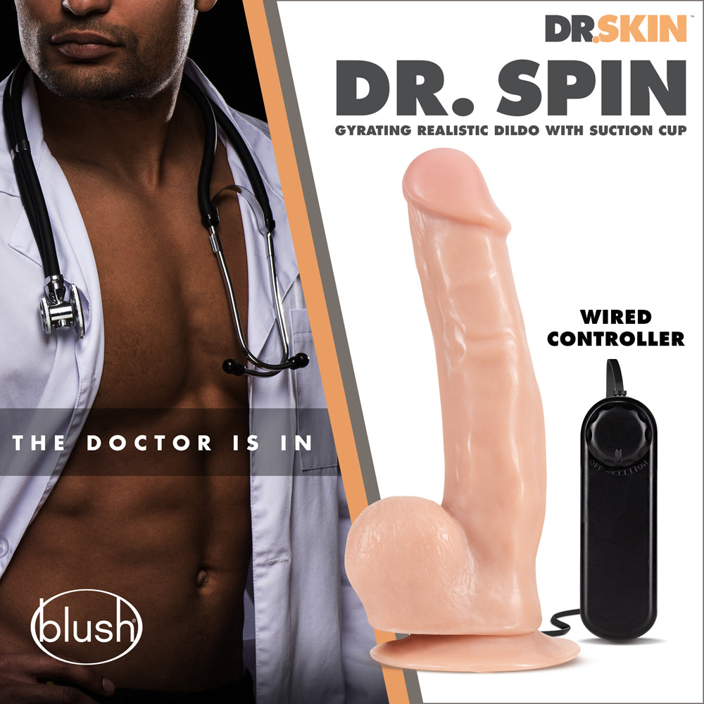 Dr. Skin Dr. Spin 8.5 in. Gyrating Realistic Dildo with Balls Beige
