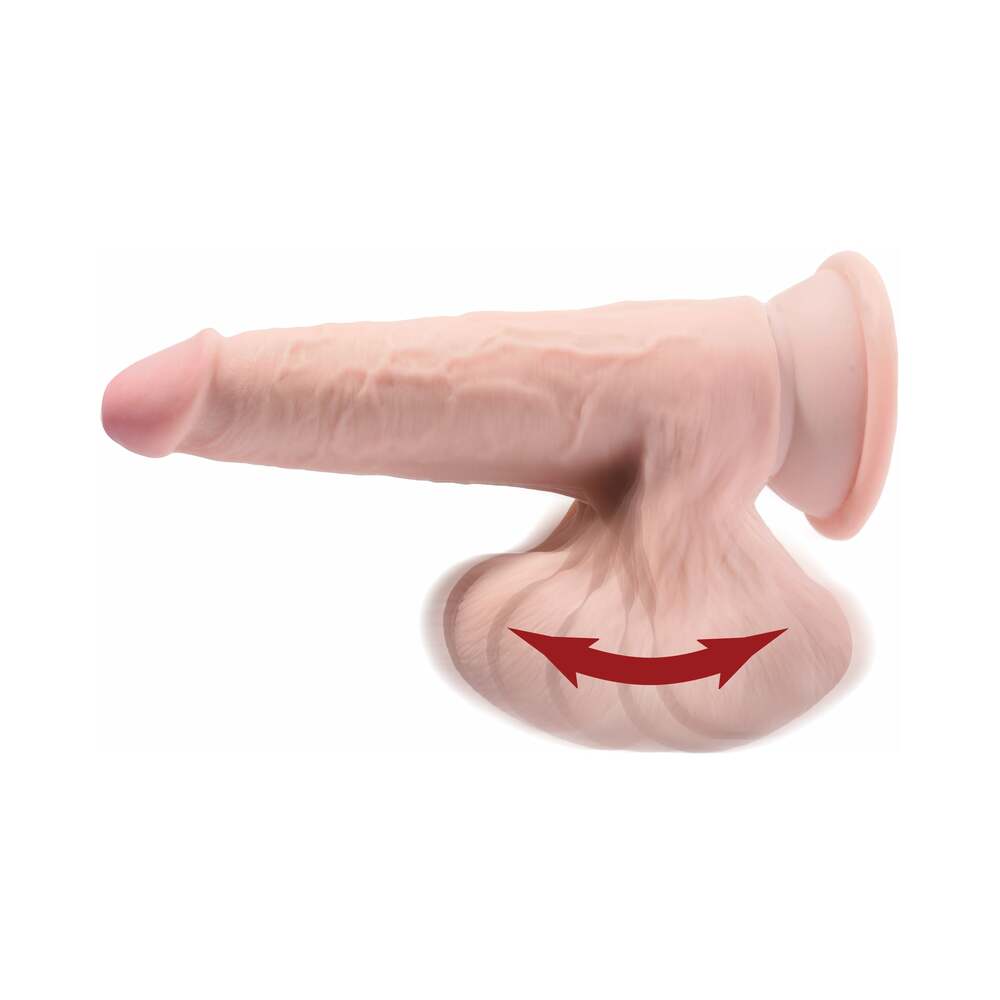 King Cock Plus 9 in. Triple-Density Cock With Swinging Balls Dildo Beige