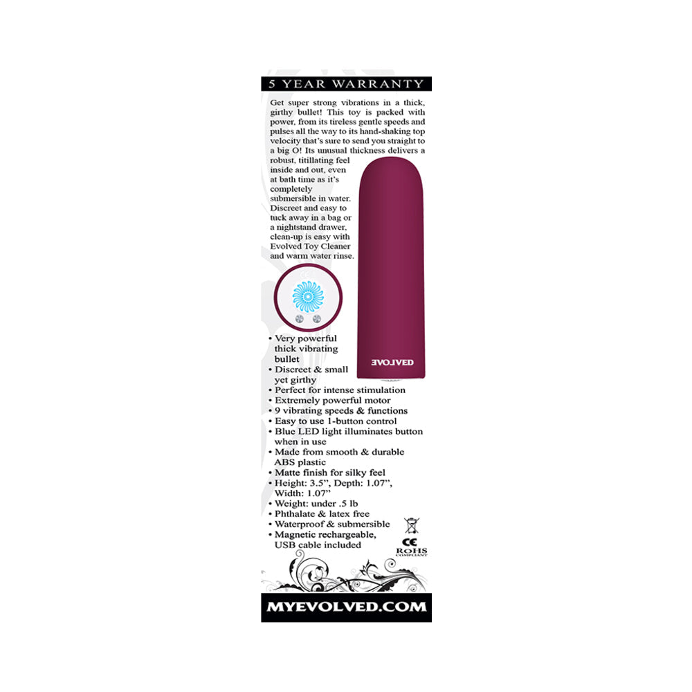 Evolved Mighty Thick Rechargeable Bullet Vibrator Burgundy