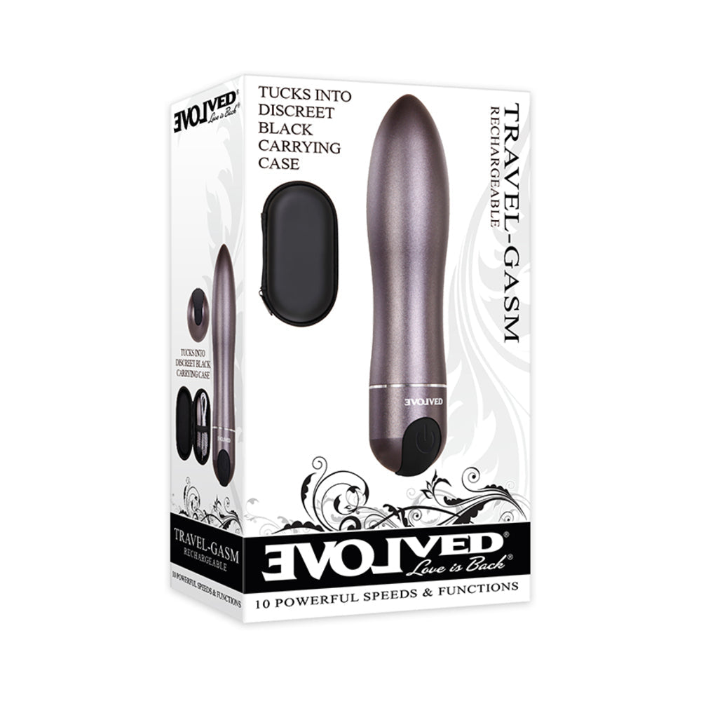 Evolved Travel-Gasm Rechargeable Metal Bullet Vibrator With Carrying Case Gunmetal