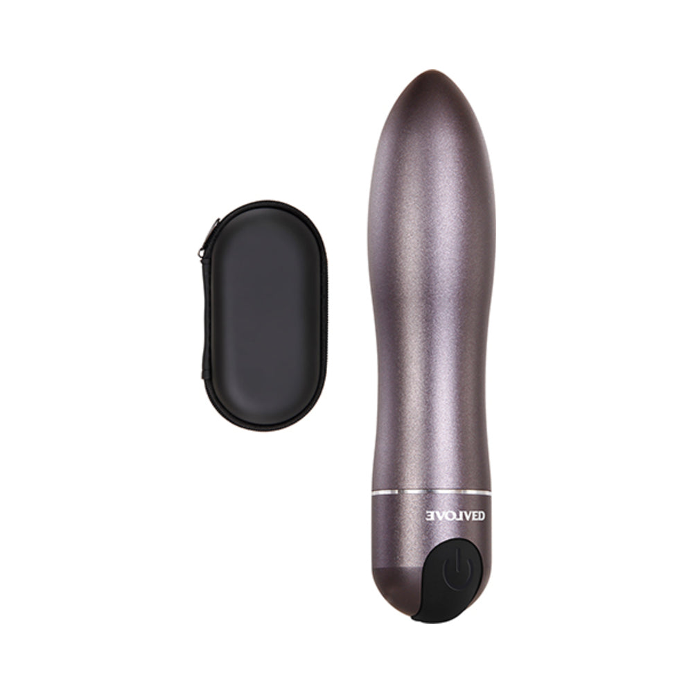 Evolved Travel-Gasm Rechargeable Metal Bullet Vibrator With Carrying Case Gunmetal