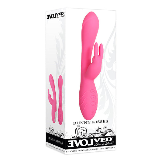 Evolved Bunny Kisses Rechargeable Silicone Rabbit Vibrator Pink - product photo