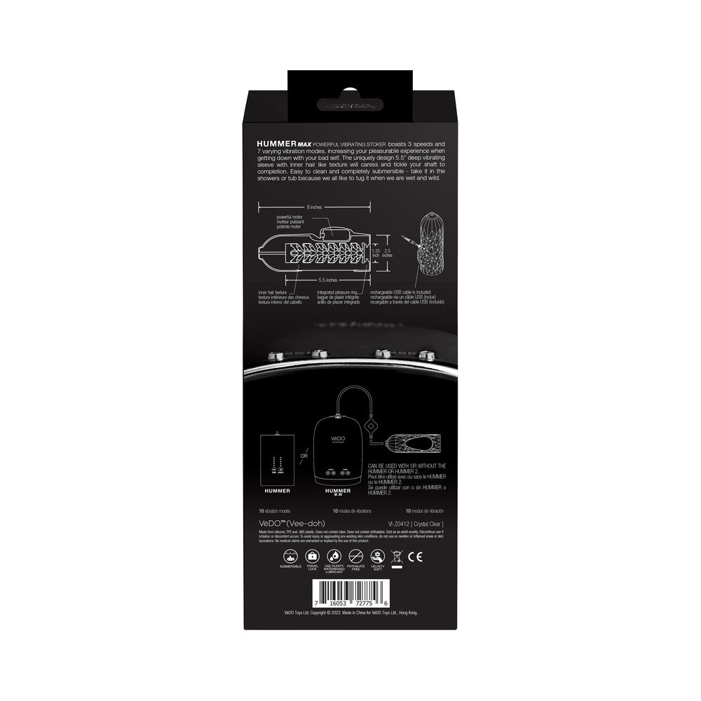 Vedo Hummer 2.0™ Rechargeable Vibrating Sleeve Black Pearl