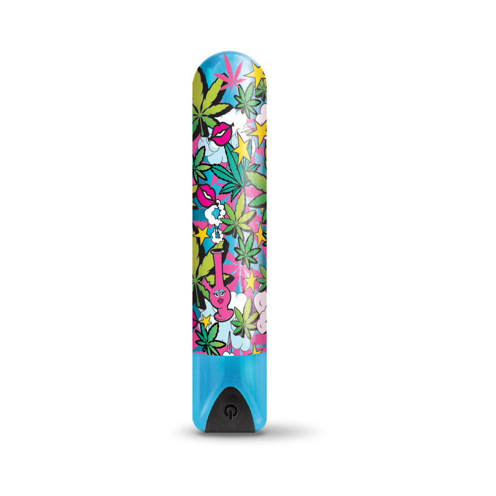 Prints Charming Buzzed Rechargeable 3.5" Bullet - Stoner Chick - Blue