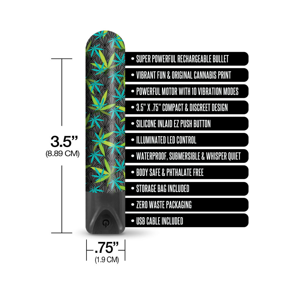 Prints Charming Buzzed Rechargeable 3.5" Bullet - Canna Queen - Black
