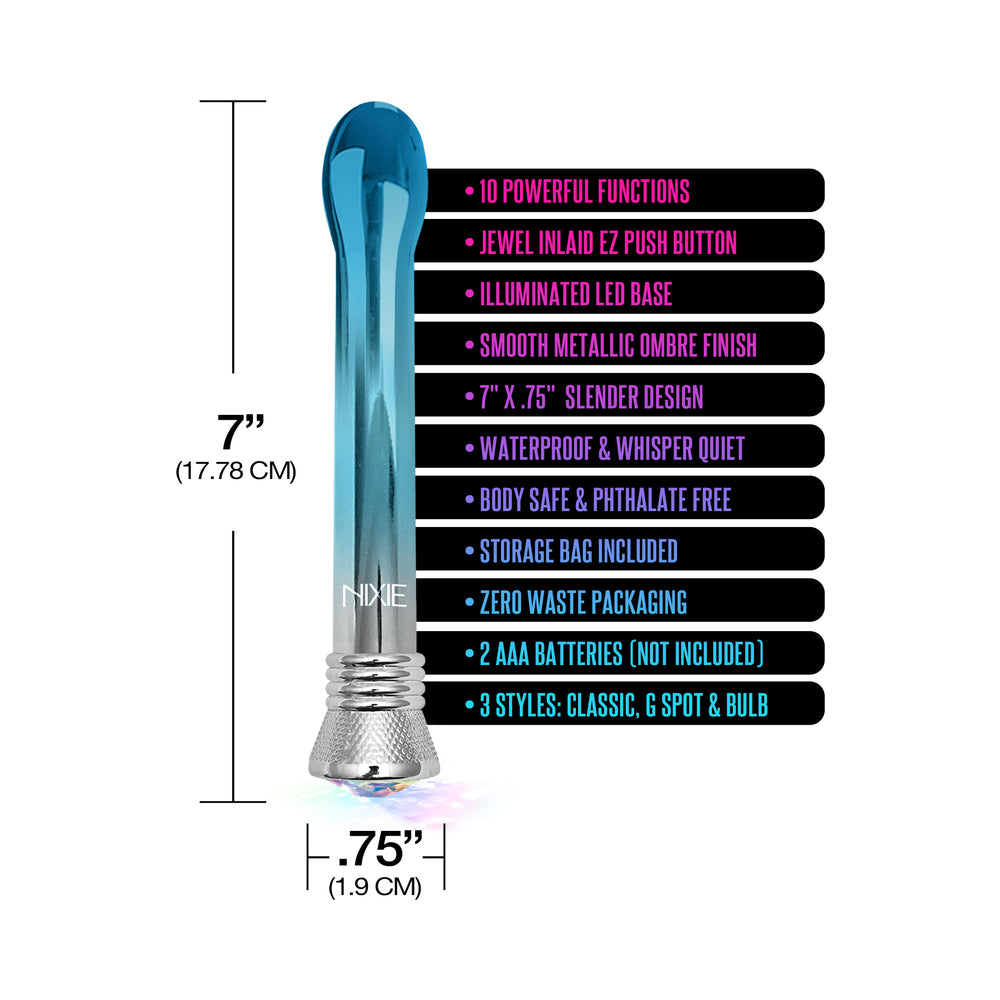 Nixie Waterproof 10-Function Bulb Vibe - Blue Ombre Glow