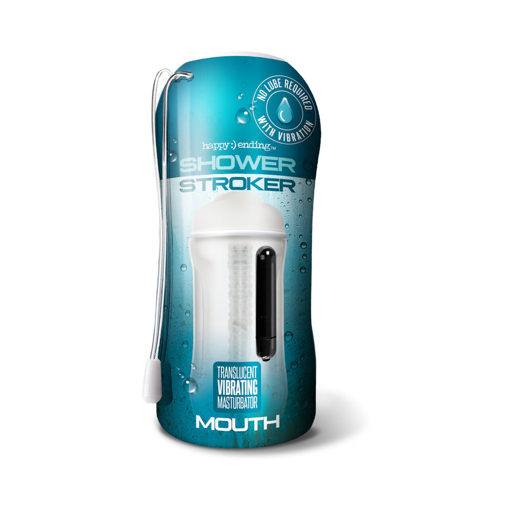 Happy Ending Vibrating, Self-Lubricating Shower Stroker - Mouth