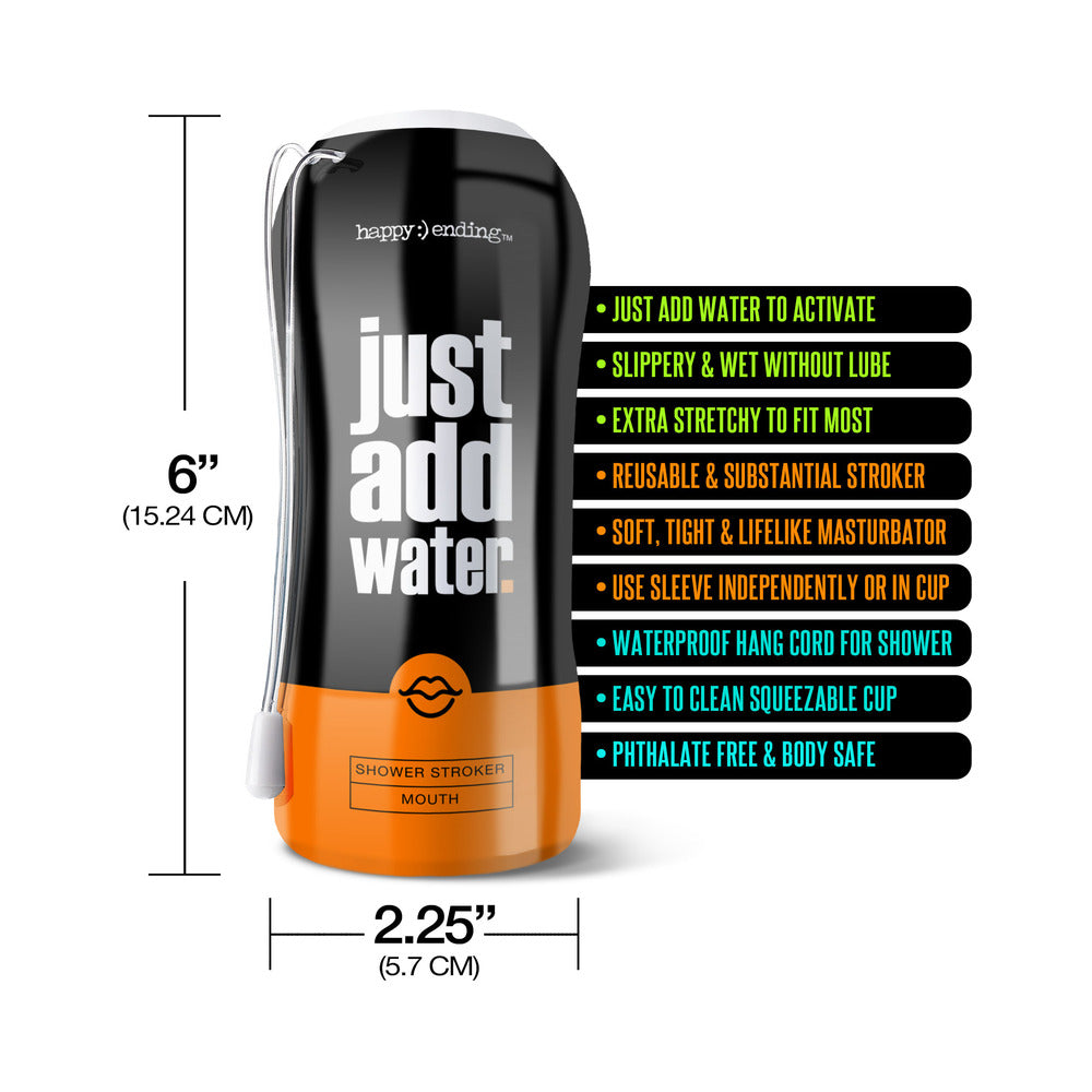 Happy Ending Just Add Water Self-Lubricating Shower Stroker - Mouth