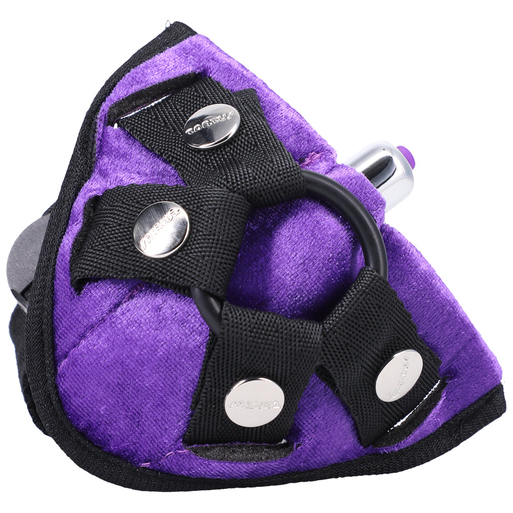 Tantus Velvet Vibrating Strap-On Harness Lilac