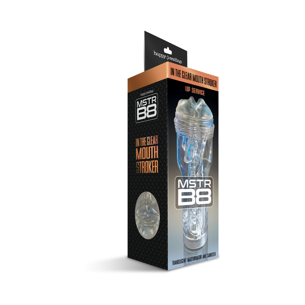 Happy Endings MSTR B8 In The Clear Mouth Stroker Lip Service Canister