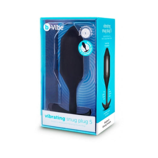 b-Vibe Vibrating Snug Plug 5 Rechargeable Weighted Silicone Anal Plug Black - product photo