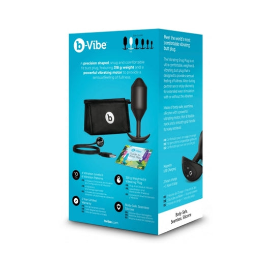 b-Vibe Vibrating Snug Plug 5 Rechargeable Weighted Silicone Anal Plug Black - product photo 2