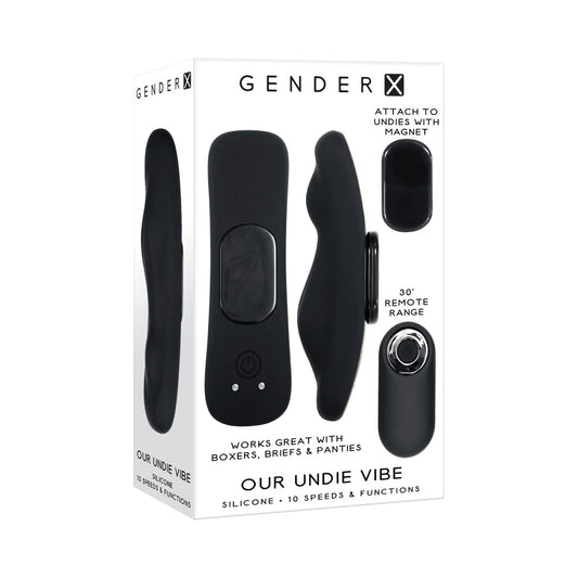 Gender X Our Undie Vibe Rechargeable Remote-Controlled Magnetic Silicone Underwear Vibrator Black - product photo