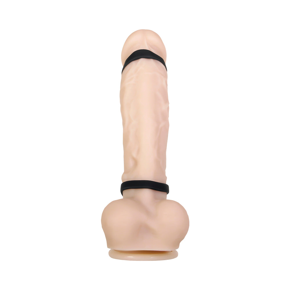 Gender X Rocketeer Rechargeable Triple-Ring Vibrating Silicone Penis Sheath Black