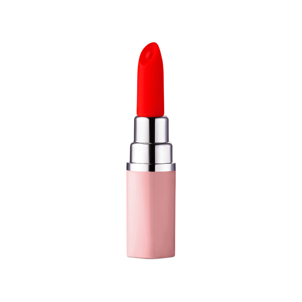 Luv Inc Lv57 Lipstick Vibrator Rechargeable Silicone Discreet Bullet with 3 Attachments Light Pink