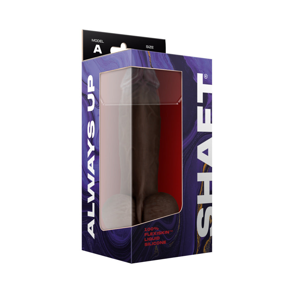 Shaft Model A: 8.5 in. Dual Density Silicone Dildo with Balls Mahogany