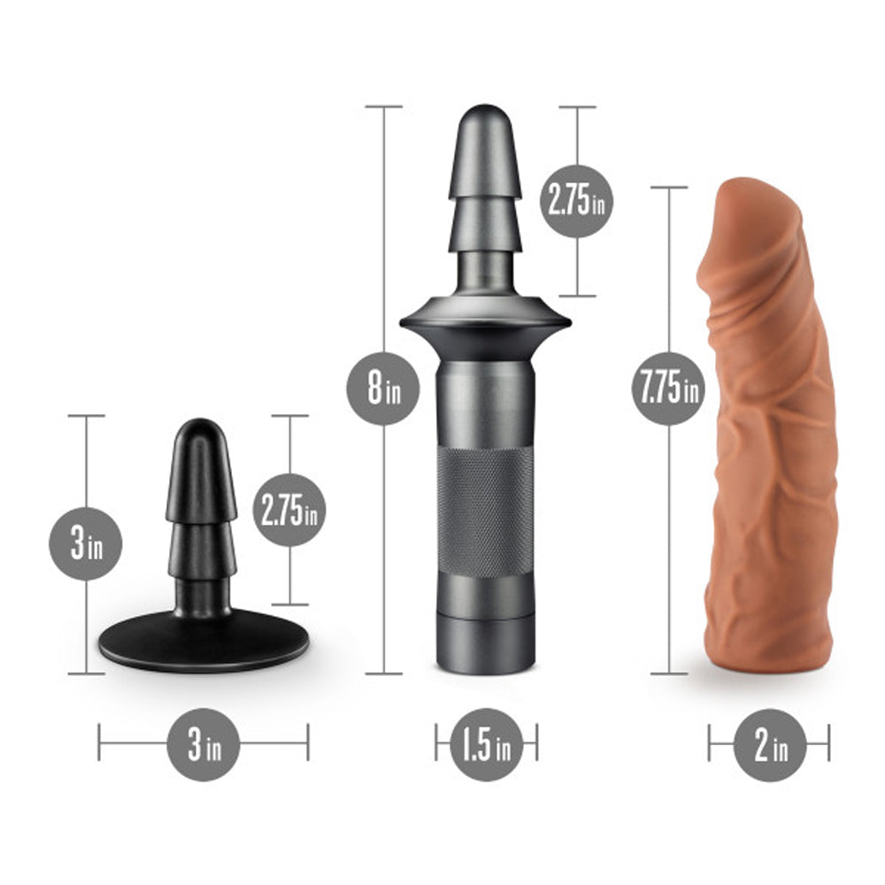 Lock On Karbonite Dildo With Handle Mocha