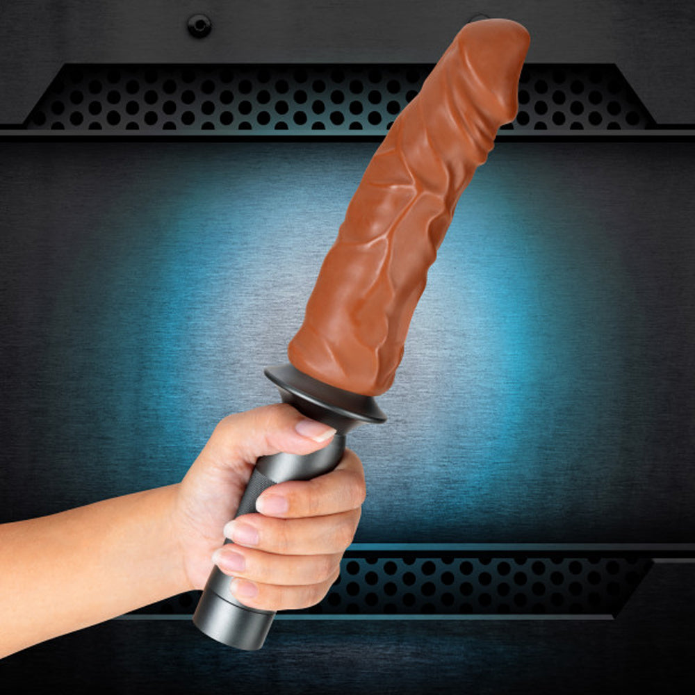 Lock On Karbonite Dildo With Handle Mocha