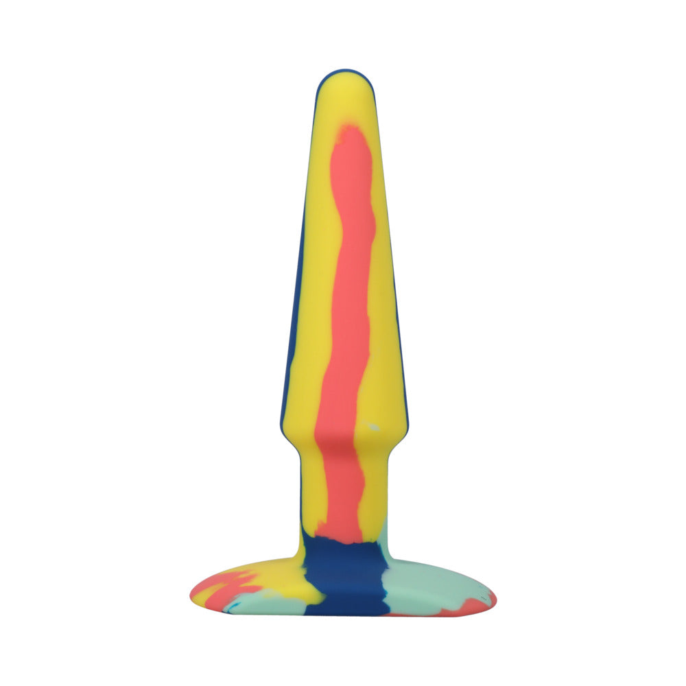 A-Play Groovy Silicone Anal Plug 5 in. Multi-Colored, Yellow