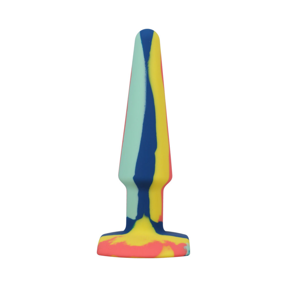 A-Play Groovy Silicone Anal Plug 5 in. Multi-Colored, Yellow