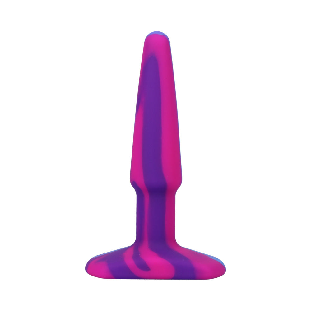 A-Play Groovy Silicone Anal Plug 4 in. Multi-Colored, Pink