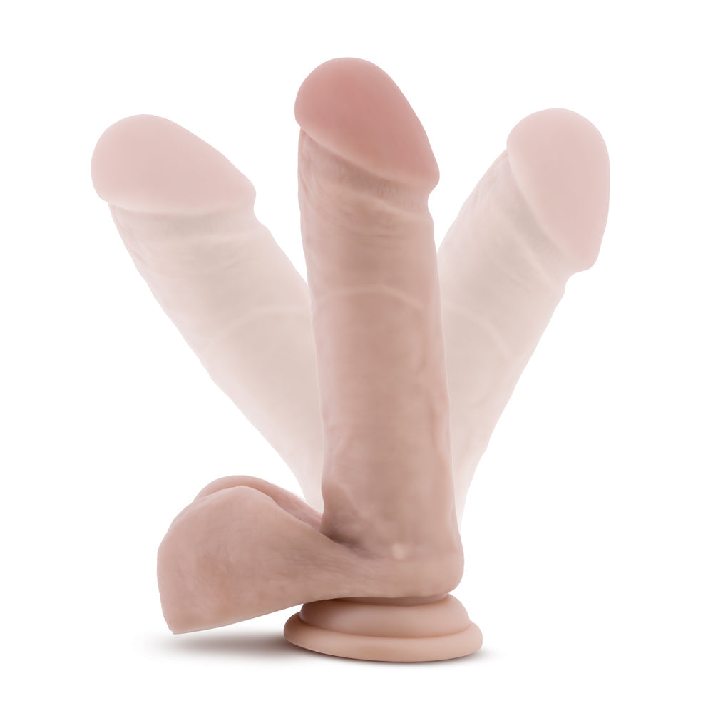 Dr. Skin Plus Realistic 8 in. Triple Density Posable Dildo with Balls Beige