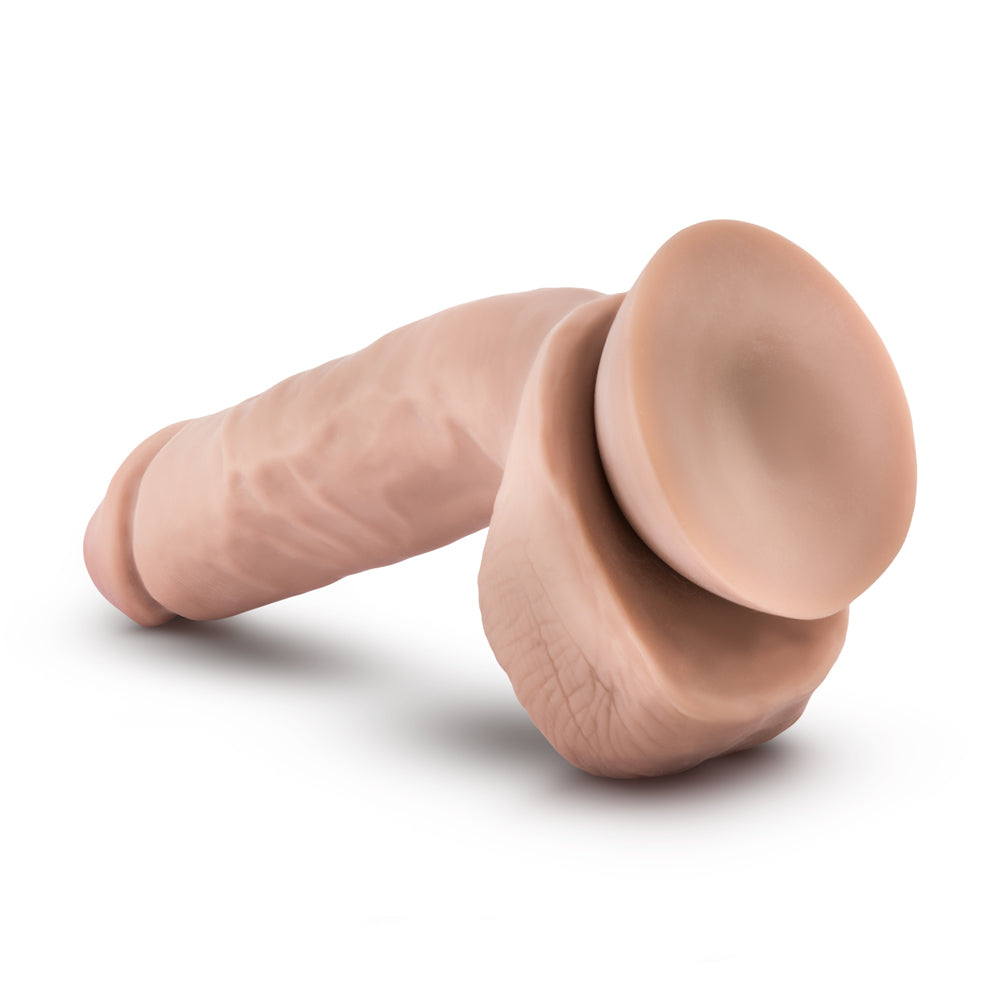 Dr. Skin Plus Thick 8 in. Triple Density Posable Dildo with Balls Beige