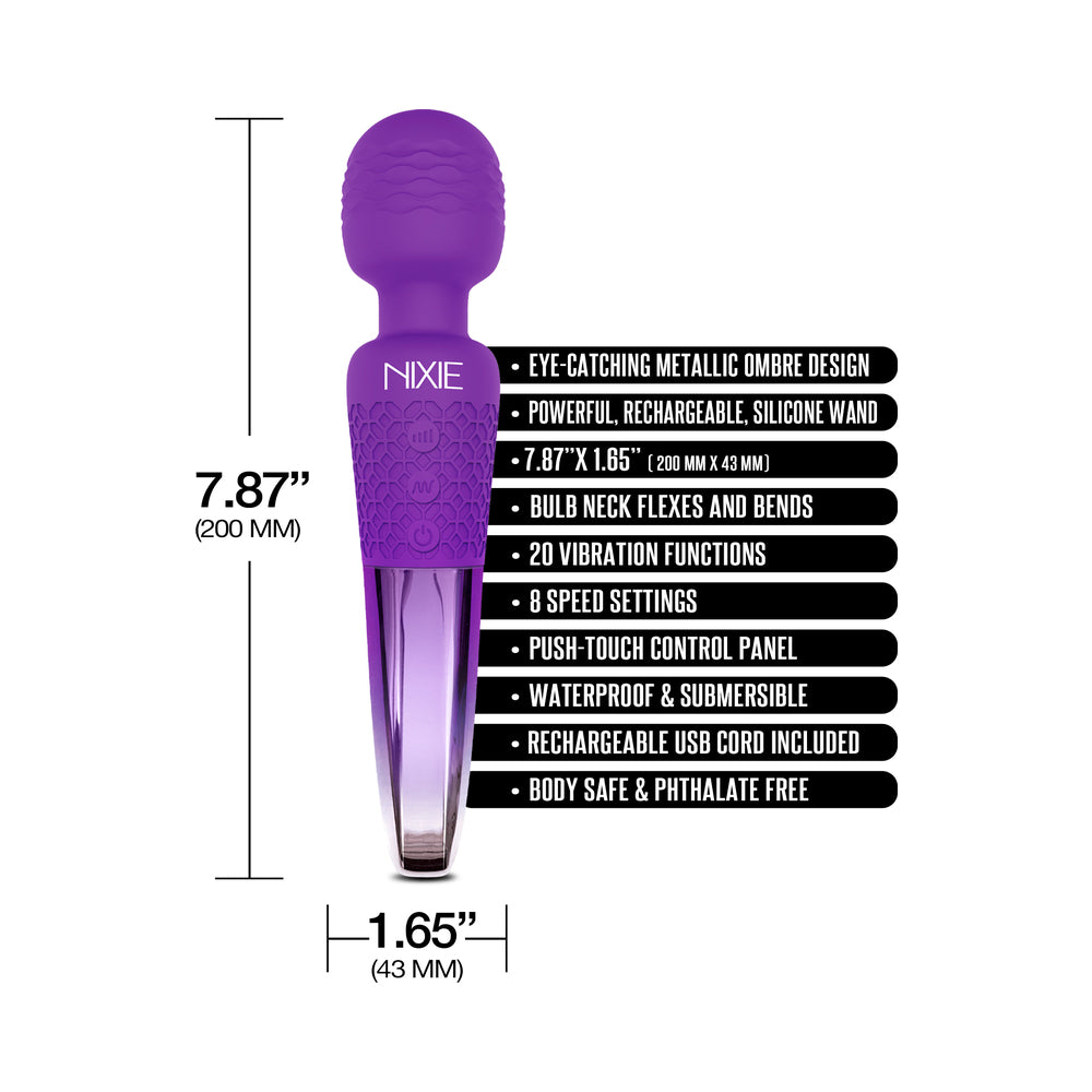 Nixie Rechargeable Wand Massager Purple Ombre Metallic