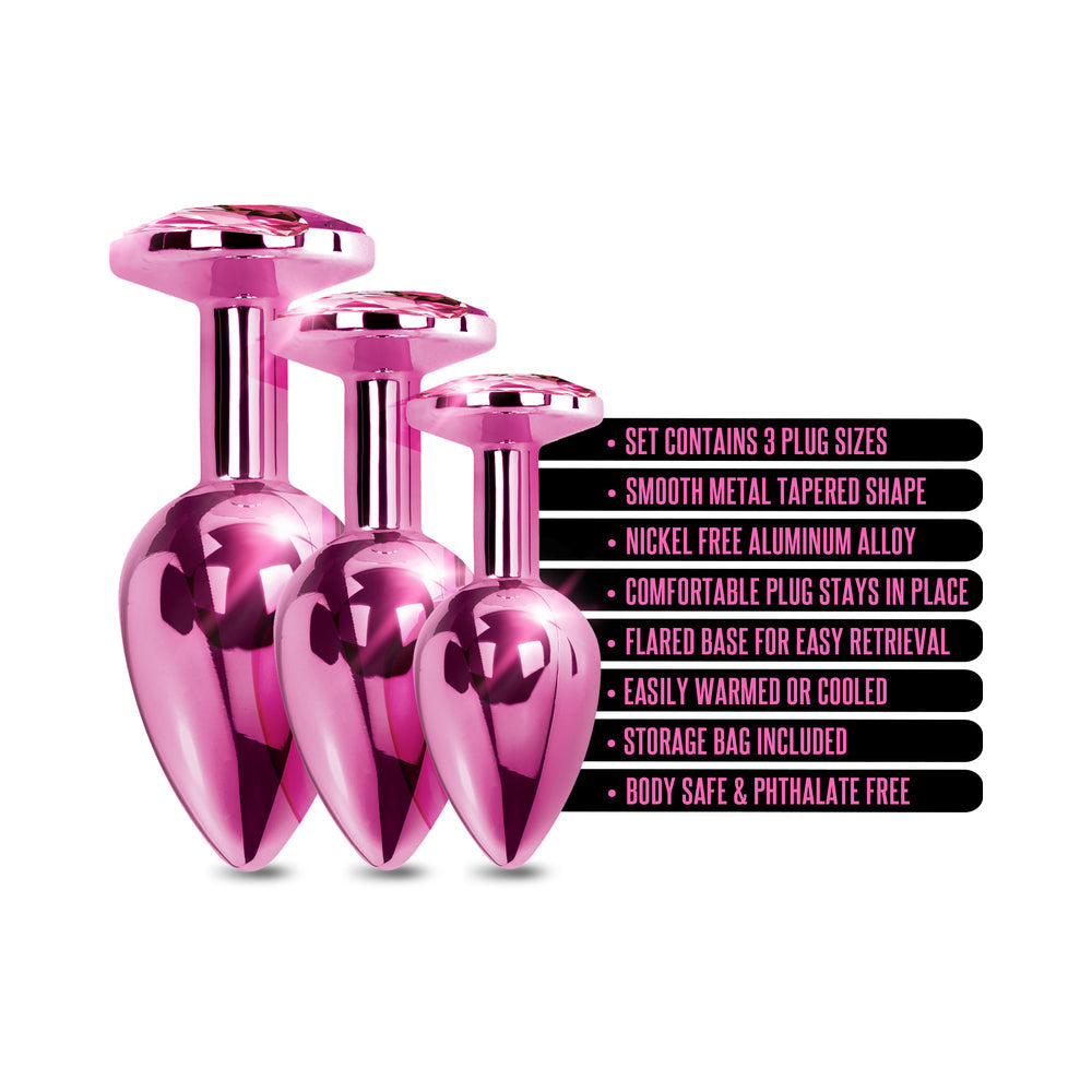 Nixie Metal Butt Plug Trainer Set 3-Piece Pink Metallic