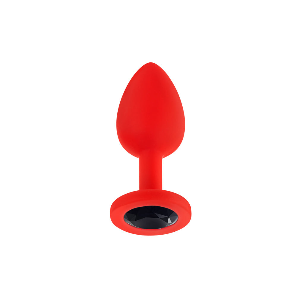 Luv Inc Jp31 Jeweled Small Plug Silicone with 3-Piece Interchangeable Gems Red