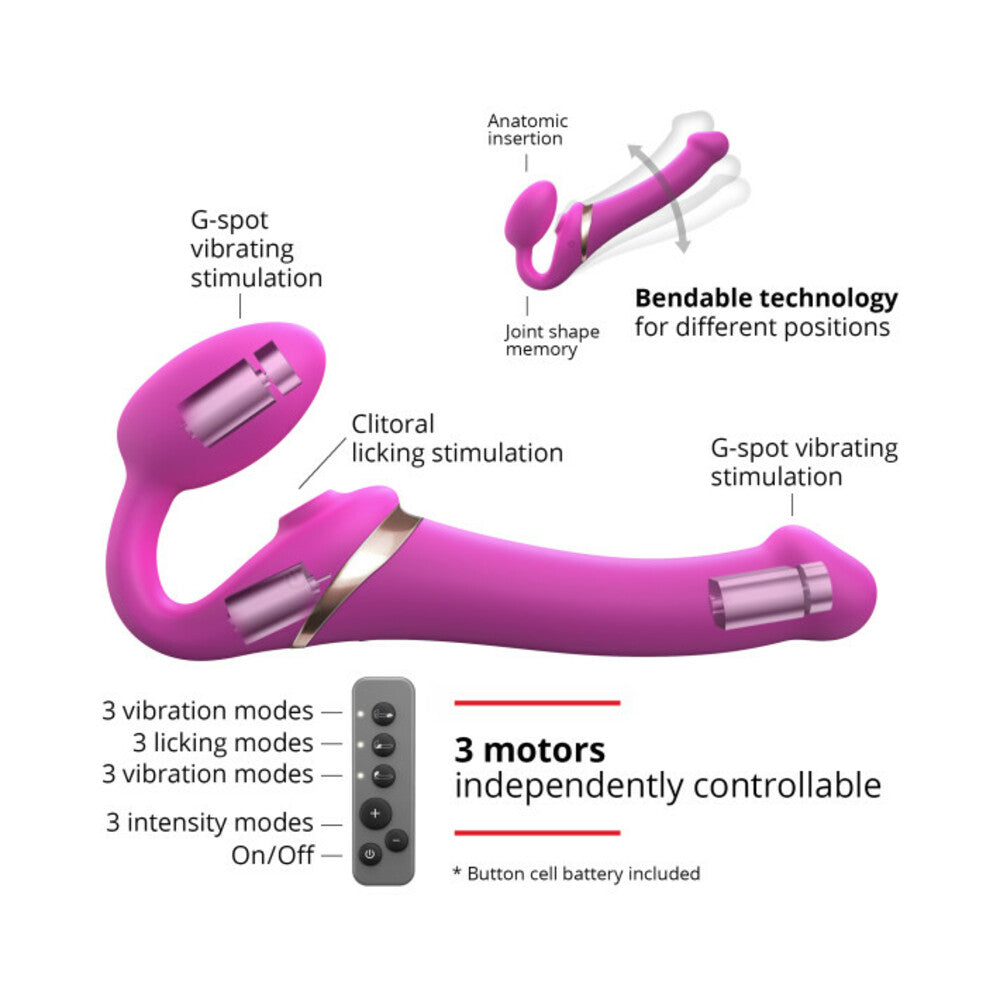 Strap-On-Me Multi Orgasm Bendable Strapless Strap-On Fuchsia Medium
