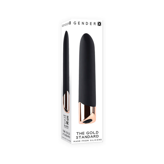 Gender X The Gold Standard Rechargeable Silicone Bullet Vibrator Black/Gold - product photo