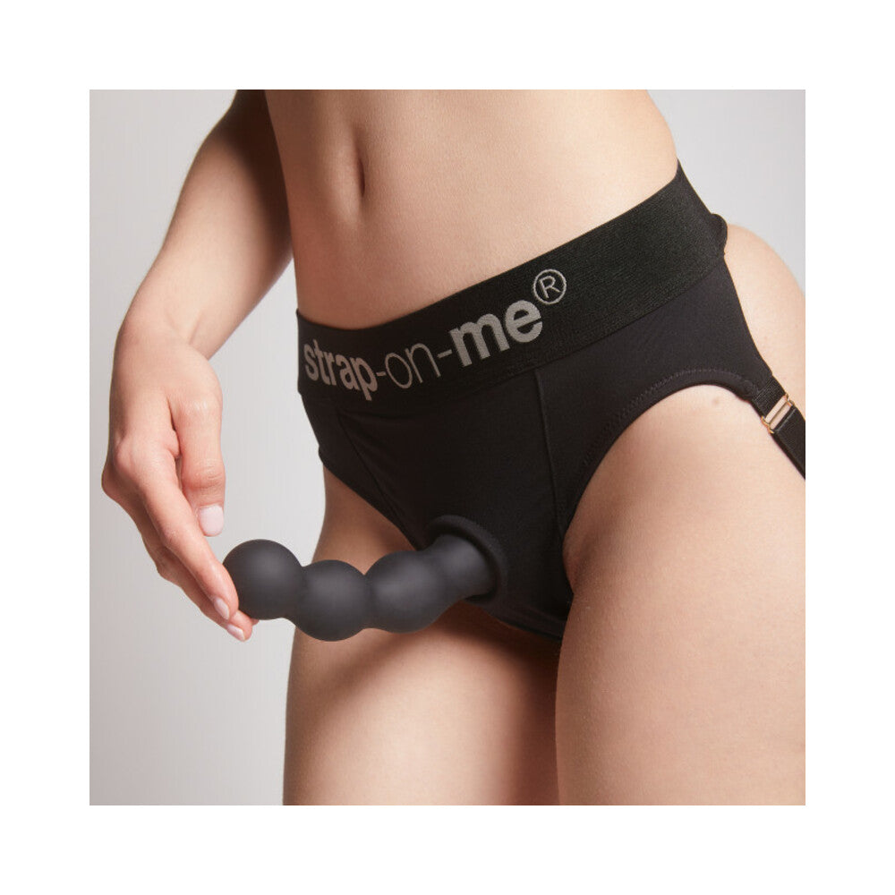 Strap-On-Me Hybrid Collection Silicone Dildo Plug Balls Black Large