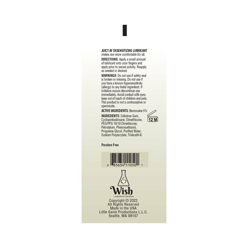 Juicy AF Desensitizing Gel Lubricant 2 oz.