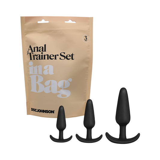 Doc Johnson Anal Plug Trainer Set In A Bag 3-Piece Silicone Black - product photo