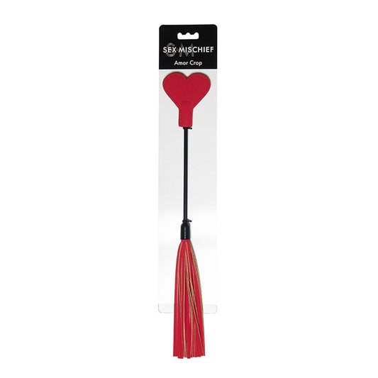 Sportsheets Sex & Mischief Amor Crop Heart-Shaped Dual-Ended Flogger Red - product photo