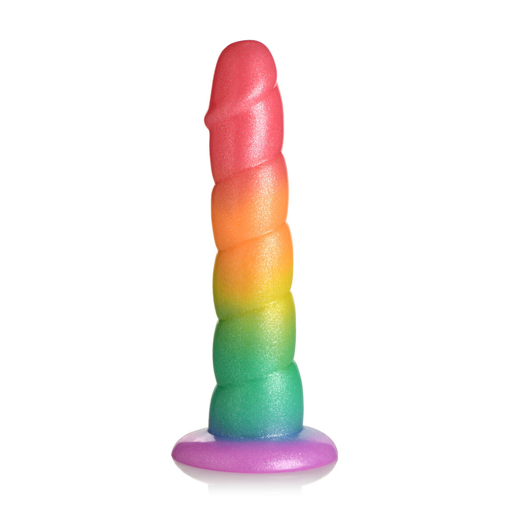 Simply Sweet Swirl 6.5 in. Silicone Dildo Rainbow