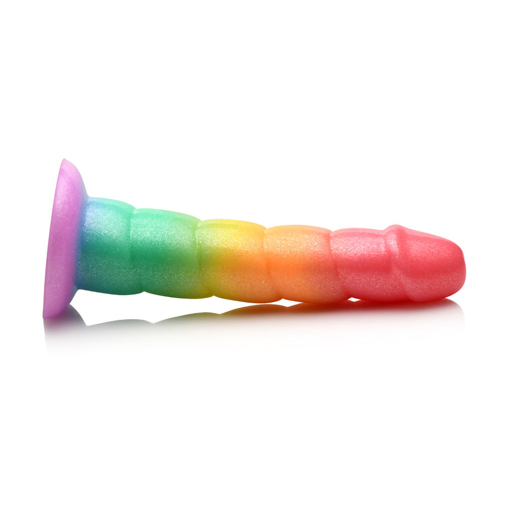 Simply Sweet Swirl 6.5 in. Silicone Dildo Rainbow
